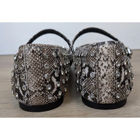 NEW Steve Madden Vinetta Ballet Flats 9.5 Brown Snakeskin Rhinestone Coquette - Picture 7 of 12